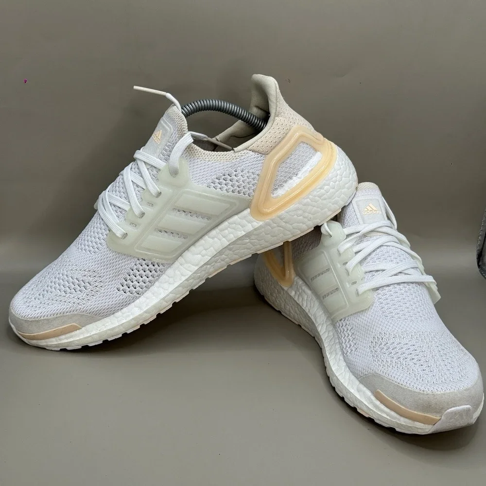 Adidas Ultraboost 19.5 DNA Womens 9.5 White Orange Running Shoes Sneakers GZ6469